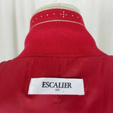 Escalier 100 Jeweled Zip Up Jacket Santana Knit Sweater Jacket Womens L Red Tan