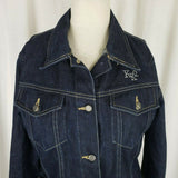 Karl Kani KK2 Jewels Denim Blue Jean Trucker Jacket Womens M Hip Hop Streetwear