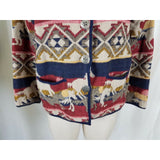 Jane Ashley Petites Woven Jacket Southwestern Tapestry Horses Blazer Womens PL