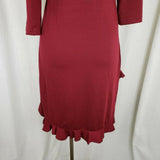 Matti Mamane Maroon Ruffled Ruched Faux Wrap Jersey Knit Dress Womens 2 M NWT