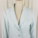 Talbots Petites Stretch Tailored Button Up Blazer Jacket Womens 10P Pastel Blue