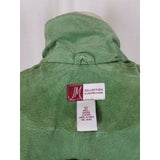 JM Collection Green LEATHER Suede Full Button Up SHIRT JACKET Womens M Celery