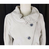 Generra Ruffled Round Collar Asymmetrical Jacket Womens L Oyster $328 Off Center