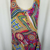 The Pyramid Collection Faux Wrap Psychedelic Jersey Knit Maxi Dress Womens XL