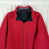 LL Bean Reversible Full Zip Up Fleece Sweater Jacket Mens L Red Exposed Stitches