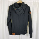 Naketano Hooded Pullover Sweatshirt Hoodie Womens M Melange Patches Cowl Neck
