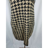 Calvin Klein Large Houndstooth Check Knit Sweater Dress Women L Shawl Collar Tan
