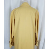 Vintage Claude Havrey Paris Long Maxi Placket Front Yellow Trench Coat Womens S