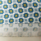 Mid Century 50s Square Floral Boxer Print Flannel Fabric Cotton 1 Yard Material