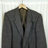 Vintage Plaid Wool Sport Coat Blazer Jacket Mens 40 Riding Equestrian Logo