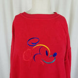 Vintage Walt Disney World Embroidered Mickey Mouse Head Ribbed Sweatshirt Mens L