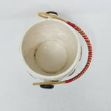 Vintage Colonial 3D Wood Handled Porcelain Ceramic Bucket Planter Raised Print