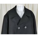 Calvin Klein Double Breasted Black Wool Peacoat Jacket Coat Mens XL Quilted