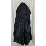 Vintage Suede Leather Deep Pile Faux Fur Lined Belted Hooded Wrap Coat Womens L