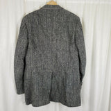 Vintage HARRIS Tweed Blazer Black Herringbone Wool Sport Coat Jacket Mens 42 44