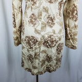White House Black Market Floral Midi Long Blazer Jacket Coat Womens S Roses Tan