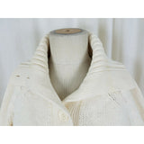Liz Claiborne Henley Knit Sweater Cotton Shawl Collar Funnel Neck Womens M Cream