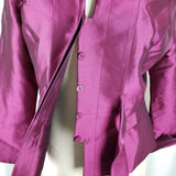 Chetta B. Wool Silk Fuchsia Metallic Tie Waist Jacket Blazer Shimmer Womens 10
