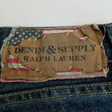 Denim & Supply Ralph Lauren Mens 36X32 Slim Fit Blue Jean Camo Flag Pocket E102