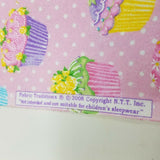 Cupcakes Fabric Traditions Pink Glitter Flannel 100% Cotton 2008 Girls 2 Pieces