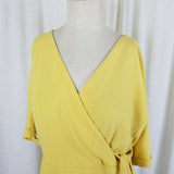Ann Taylor Factory Wrap Side Tie Yellow Chiffon Midi Dress Womens S NWT $110