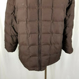 LL Bean Brown Faux Fur Collar Goose Down Quilted Puffer Jacket Parka Womens XL