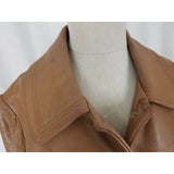 New England Sportswear Co Belted Brown Leather Jacket Peacoat Western Womens 14