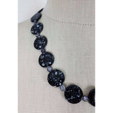Speckled Black Glass Flat Circles Beads BEADED NECKLACE Contemporary Statement