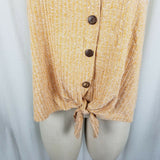 W5 Anthropology Waist Knot Front Button Up Top Tunic Tank Blouse Womens L USA