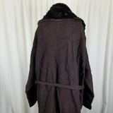 Jessica Holbrook Maxi Wool Fur Collar Cardigan Sweater Coatigan Womens 1X Plus