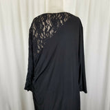 Black Side Ruched Stretch Faux Wrap Maxi Dress Lace Accents Womens 2X Plus Size
