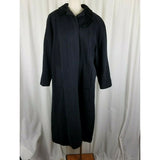 Larry Levine Black Cashmere Wool Long Maxi Swing Peacoat Womens 12 Velvet Collar