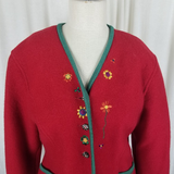 Geiger Austria Boiled Wool Embroidered Floral Jacket Blazer Womens 40 L 80s