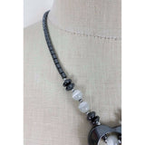 Metal Heart Pendant Charm Beads BEADED NECKLACE Statement Piece Silver Jewelry