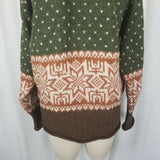 Skyr 100% Wool Birdseye Nordic Fair Isle Rolled Neck Sweater Womens M Vintage