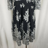 Mod Vintage 60s Twiggy Space Age Fit & Flare Twirl Dress Sheer Lace Womens M L
