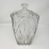 Gorham Lead Crystal Cut Glass Square Lidded Heavyweight Biscuit Cookie Jar Clear