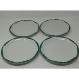 SYRACUSE CHINA 8 7/8" Dinner Plates Vintage Green Trim Design 4-kk USA Set of 4