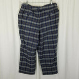 LL Bean Signature Plaid Wool Wide Legs Trousers Pants Womens 18 Belted Buckle