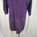Vintage Handmade Chunky Knit Flecked Striped Sweater Sack Dress Women L Purple