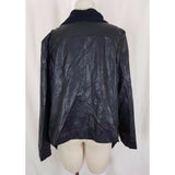 Nurture Open Front Asymmetrical Knit Vegan Faux Leather Sweater Jacket Womens L