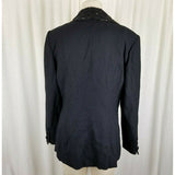 John Meyer Norwich Beaded Black Wool Blazer Jacket Womens 10 Removable Collar