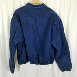 Vintage LL Bean Plaid Flannel Lined Denim Bomber Style Jacket Mens L XL