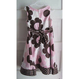 Rare Too! Polka Dotted Floral Midi Ribbon Bow Sash Swing Party Dress Girls 6X