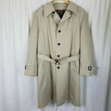John Weitz by Casualcraft Insulated Belted Trench Coat Mens 46R Faux Fur Liner