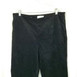 Talbots Classic Side Zip Black Velvet Brushed Cotton Pants Womens 16 Flat Front