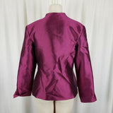 Chetta B. Wool Silk Fuchsia Metallic Tie Waist Jacket Blazer Shimmer Womens 10