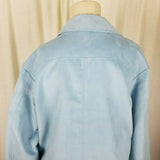 London Fog All Weather Suede Jacket Coat Womens M Powder Blue Faux Vegan Vintage