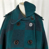 Anthropologie Cartonnier Green Plaid Poncho Cape Swing Peacoat Jacket Womens M