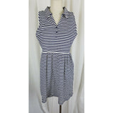 Dockers Jersey Knit Cotton Striped Summer Mini Dress Womens M Navy Blue Sailor